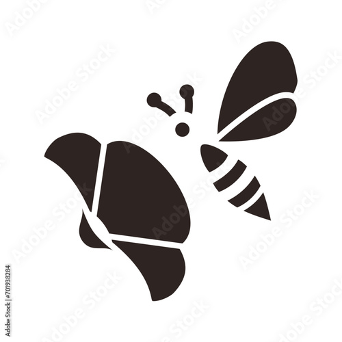 Bee and Poppy Black Fill Icon