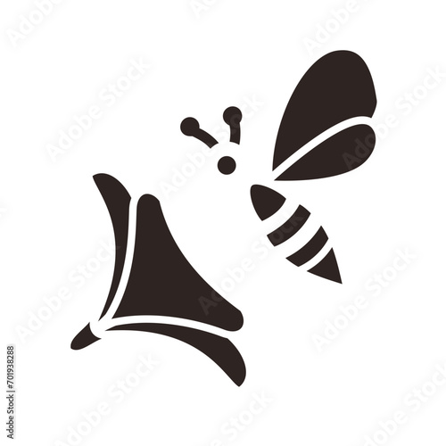 Bee and Geranium Black Fill Icon