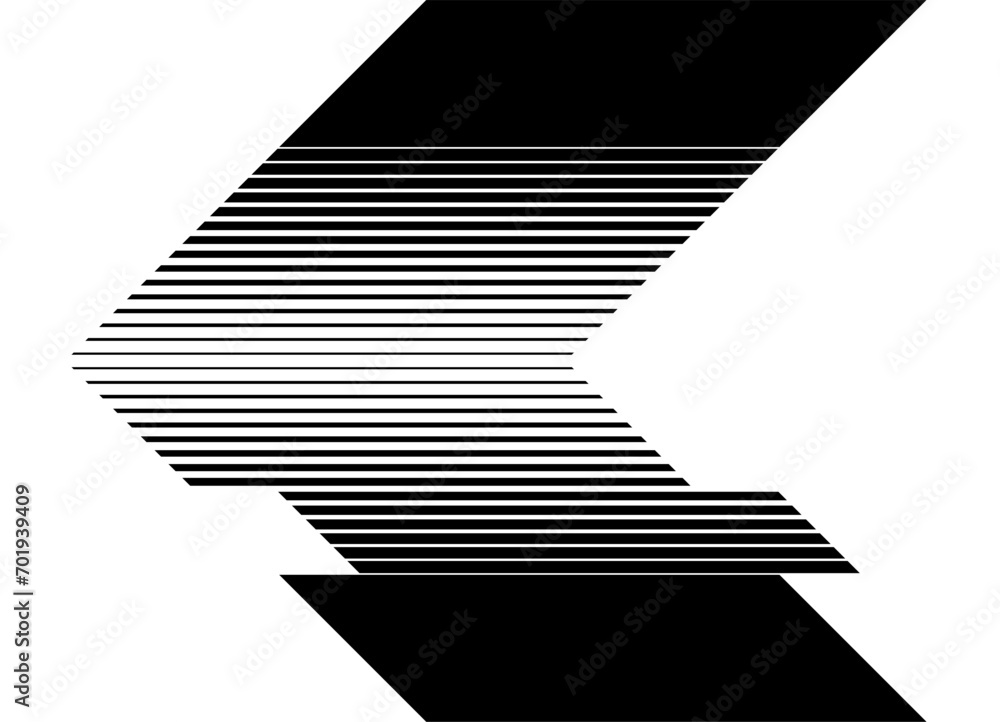 Obraz premium Vector striped arrow pointer black on a white background. Black and white pattern. Modern design element. Vector illustration for your design
