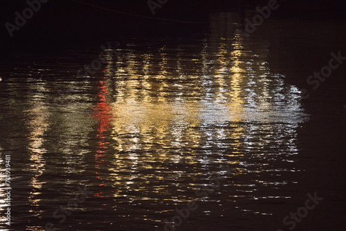 colored lights on water with ripples