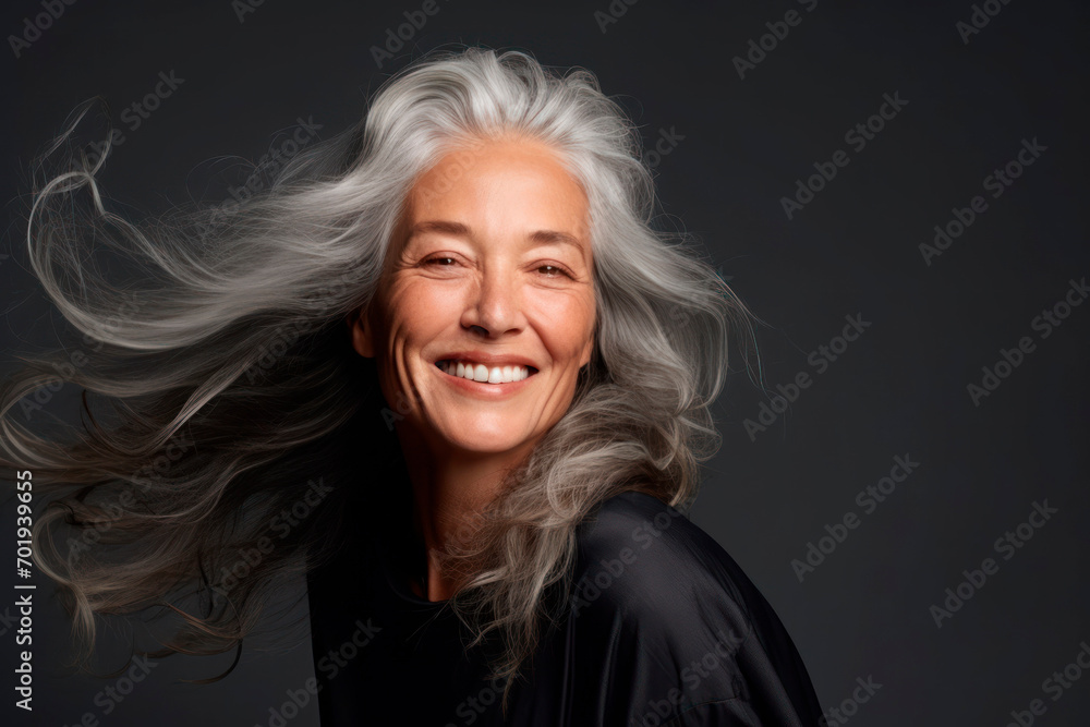 beautiful middle aged woman smiling