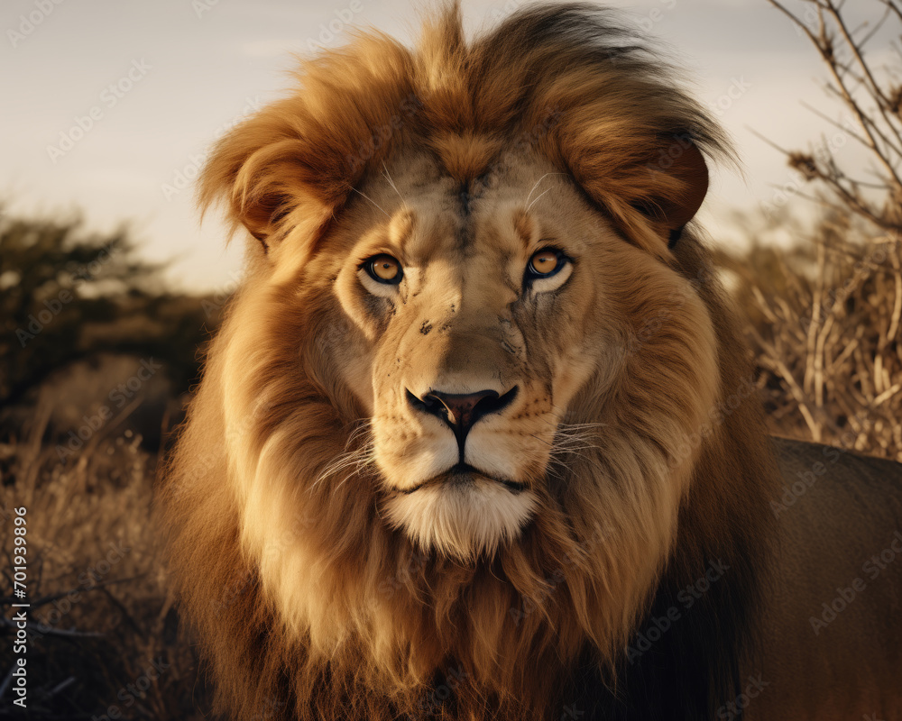 Lion in savanna Lion in savanna