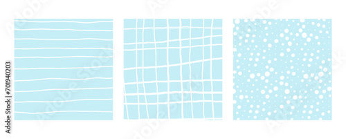 Simple Geometric Hand Drawn Irregular Patterns. Colored Doodle Checkered simple drawing with textures. Square Poster set
