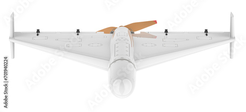 Kamikaze drone, front view. 3D rendering isolated on transparent background photo