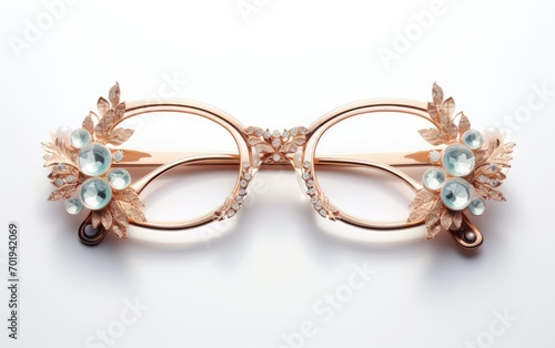 Pearl glasses for ladies, Pearl eyewear isolated on white background.