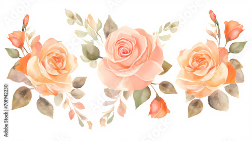 Floral frame with watercolor flowers, decorative flower background pattern, watercolor floral border background