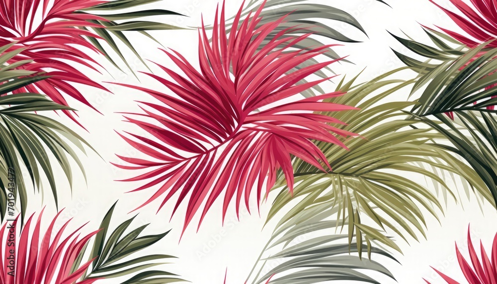 japanese style design, pink and green palms, single image, white background, japanese style design, pink and green palms, single image, white background,