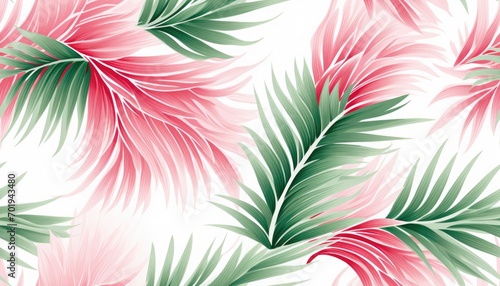 japanese style design, pink and green palms, single image, white background, 