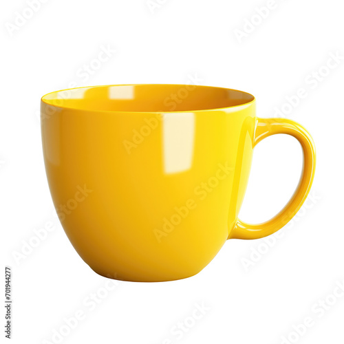  Empty yellow cup on white background, png