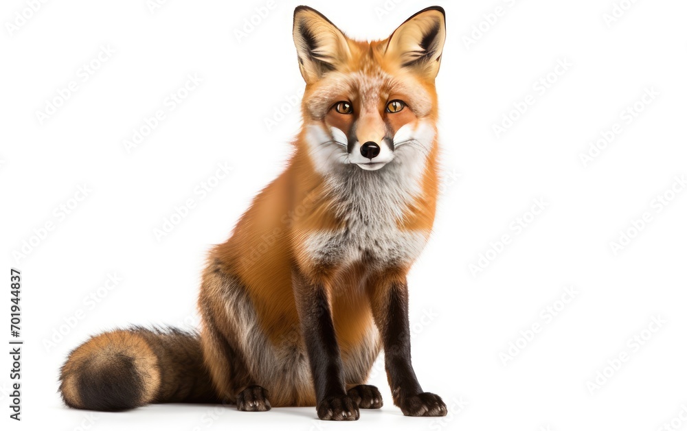 Red Fox, Clever fox isolated on white background.