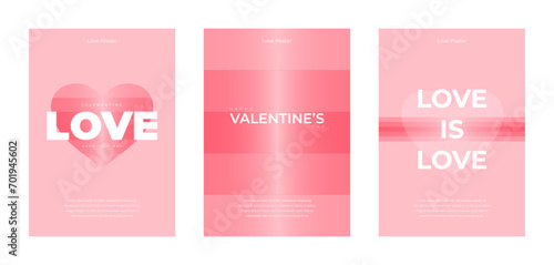 Valentine's day concept posters set. Minimalistic geometric background. .Vector illustrations for greeting cards, backgrounds, online shopping, sale ads, web and social media banners, marketing © Andrii