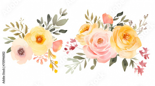 Floral frame with watercolor flowers  decorative flower background pattern  watercolor floral border background
