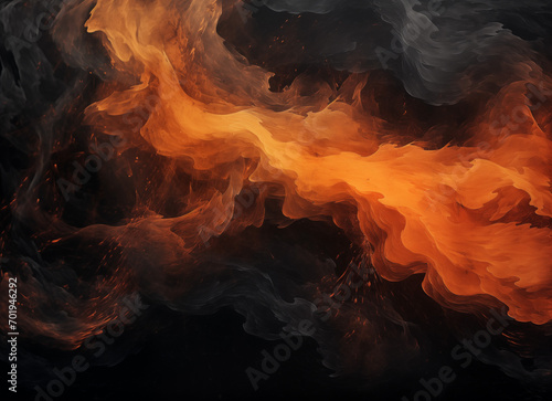 fire blowing waves flames on black background abstract texture