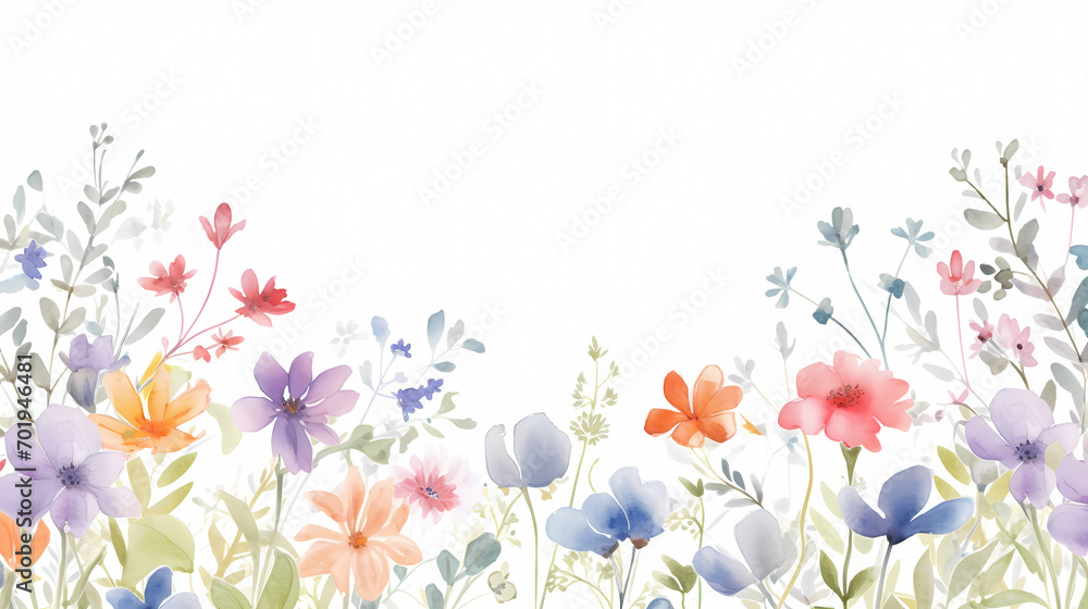 © feeng - Floral frame with watercolor flowers, decorative flower background pattern, watercolor floral border background © feeng - Floral frame with watercolor flowers, decorative flower background pattern, watercolor floral border background