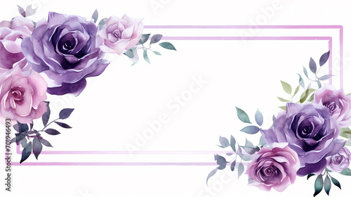 Floral frame with watercolor flowers, decorative flower background pattern, watercolor floral border background