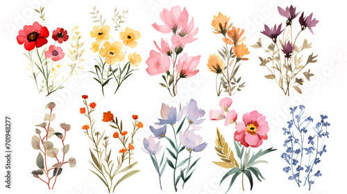 Wallpaper Mural Floral frame with watercolor flowers, decorative flower background pattern, watercolor floral border background Torontodigital.ca