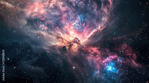 Nebula and galaxies in space. Abstract cosmos background