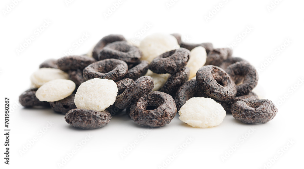 Sweet breakfast cereals isolated on white background. Sweet breakfast cereals isolated on white background.