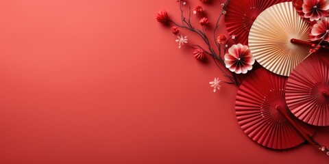Chinese new year festive background with red decoration