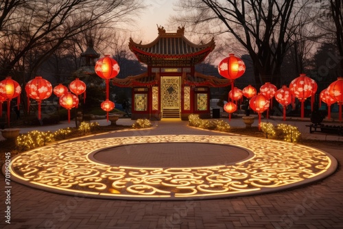 Park decorated for Chinese new year celebration © netrun78