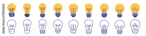 Light bulb icons. Lightbulb collection. Lamp icon set.