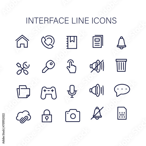 set of Basic User Interface line icons vector design , User Interface icons vector