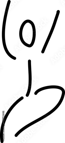 Handgezeichnete Figur, Strichfigur, Strichmännchen -  Zeichnung zeigt eine springende Person. 