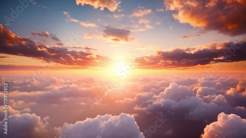 雲海と夕陽モーション,Generative AI  photo