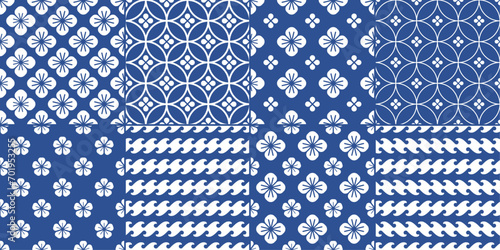A set of Japanese patterns. Vector seamless ethnic and geometric Asian pattern.