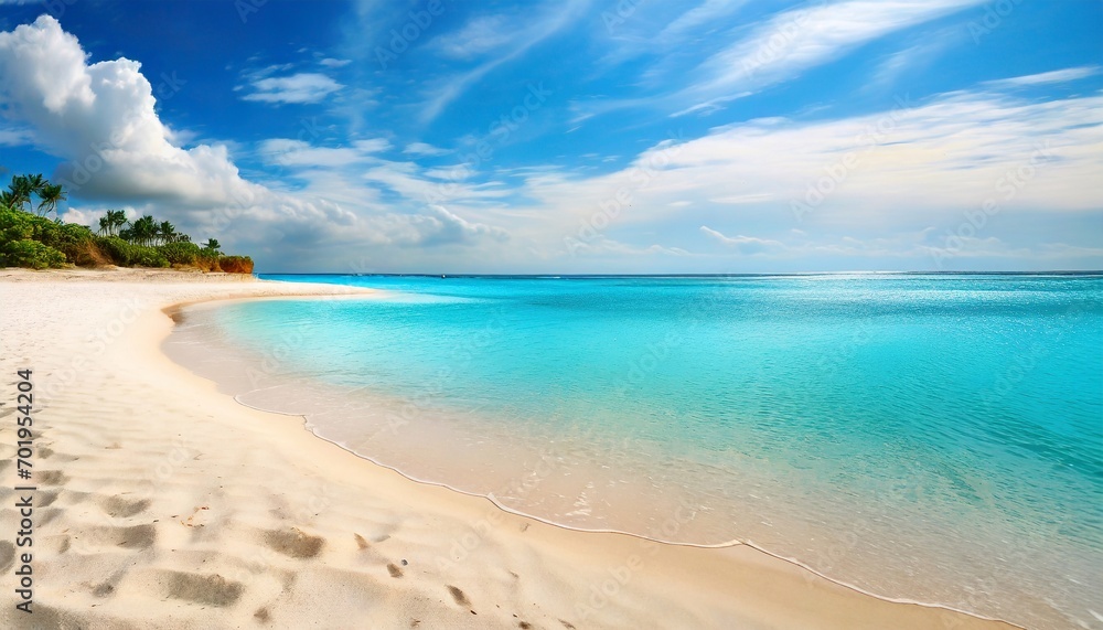 Nature's canvas: white sand, turquoise ocean, and a sky-painted day. Nature's canvas: white sand, turquoise ocean, and a sky-painted day.