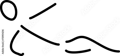 Handgezeichnete Figur, Strichfigur, Strichmännchen -  Zeichnung zeigt eine liegende Person.