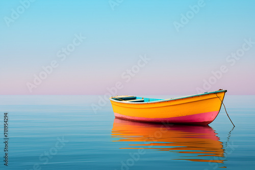 Old wooden boat close up at sunset on the sea