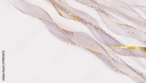 Elegant marble stone texture border with gold veins and glitter splatter.