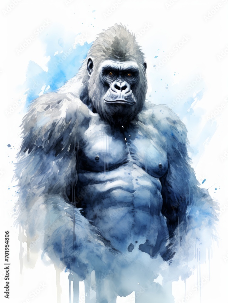 Powerful Silverback Gorilla in Thoughtful Pose AI Generated