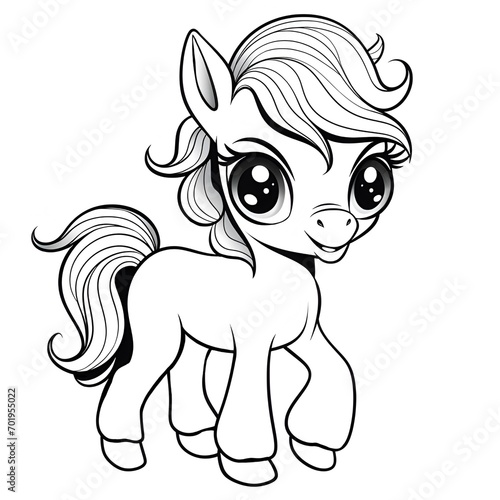 Cute small pony coloring page for kids. Coloring book for children