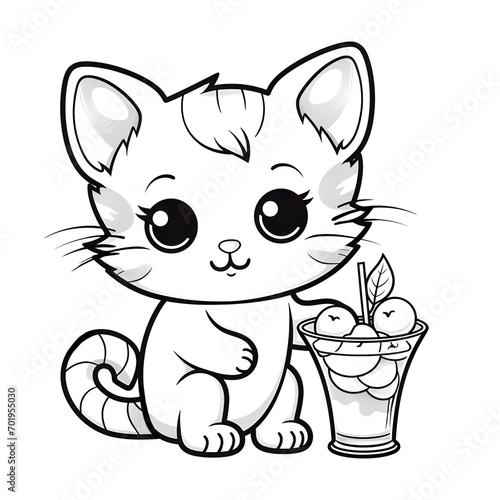 Cute small kitty cat coloring page for kids. Coloring page for children