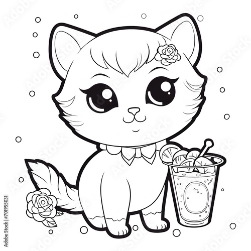 Cute small kitty cat coloring page for kids