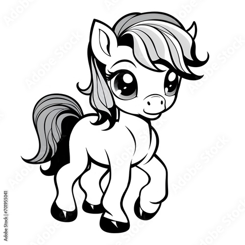 Little pony coloring page for kids. Cute pony