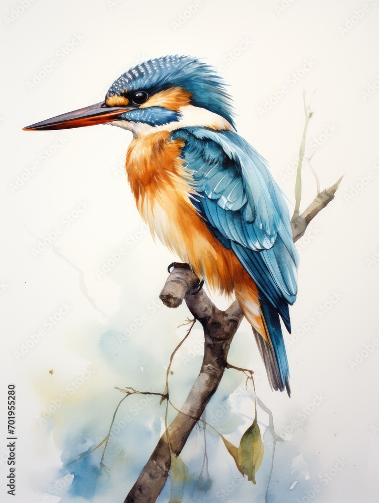 custom made wallpaper toronto digitalAn Elegant Kingfisher Perched Near Water in Watercolor AI Generated