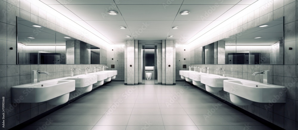 Interior view of modern public toilet Interior view of modern public toilet