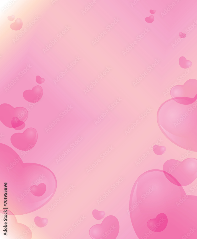 Vector illustration . Pink background with hearts