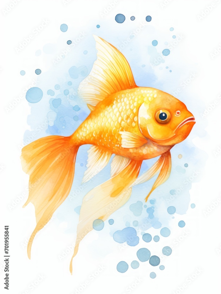 A Playful Pearlscale Goldfish Swimming in Water AI Generated