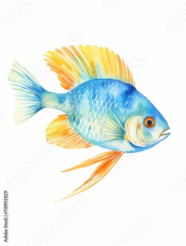 A Playful Jack Dempsey Fish with Vibrant Blue and Gold Hues AI Generated