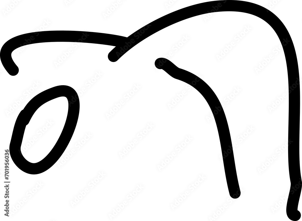 Handgezeichnete Figur, Strichfigur, Strichmännchen - Zeichnung zeigt eine gebeugte Person. Handgezeichnete Figur, Strichfigur, Strichmännchen - Zeichnung zeigt eine gebeugte Person.