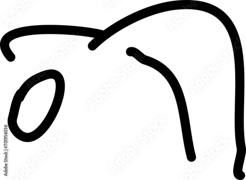 Handgezeichnete Figur, Strichfigur, Strichmännchen -  Zeichnung zeigt eine gebeugte Person.  photo