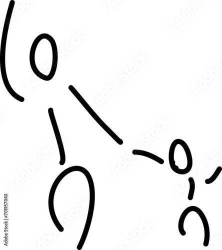 Handgezeichnete Figur, Strichfigur, Strichmännchen -  Zeichnung zeigt zwei stehende Personen, Mutter und Kind.