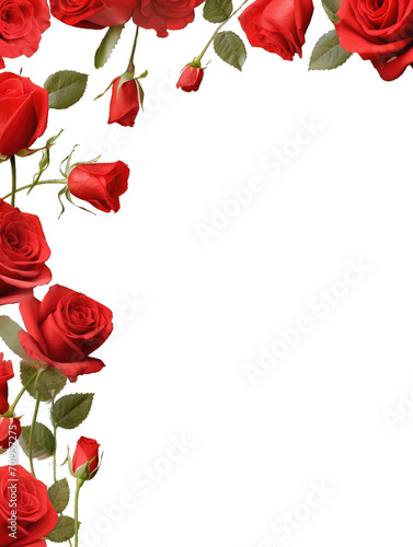 Beautifall Red Rose Valentine theme border illustration. Transparent background