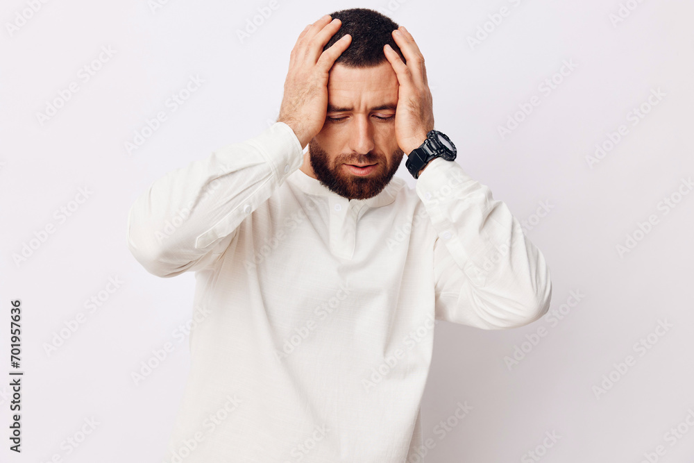 Young caucasian men pain adult face head sad stress unhappy background men person sick depressed Young caucasian men pain adult face head sad stress unhappy background men person sick depressed