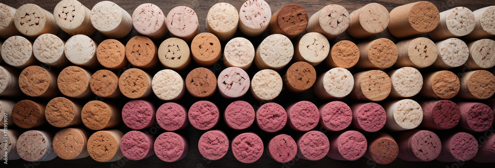 Wine corks in a row on a wooden background, close-up Wine corks in a row on a wooden background, close-up