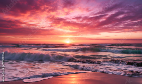 Blurred ocean sunset, natural background.